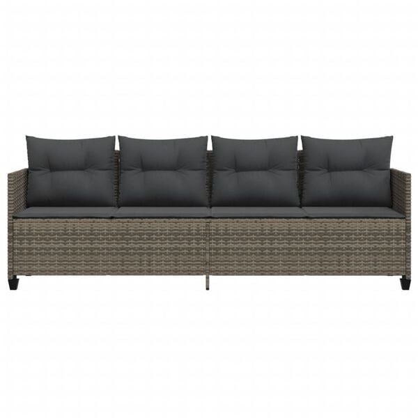 VidaXL Ligbed met kussen, Poly Rattan, Grijs - 35% Korting