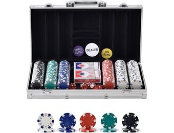 Pokerset 300 Chips 11,5g PS-kunststof in Aluminium Koffer - 33% Korting