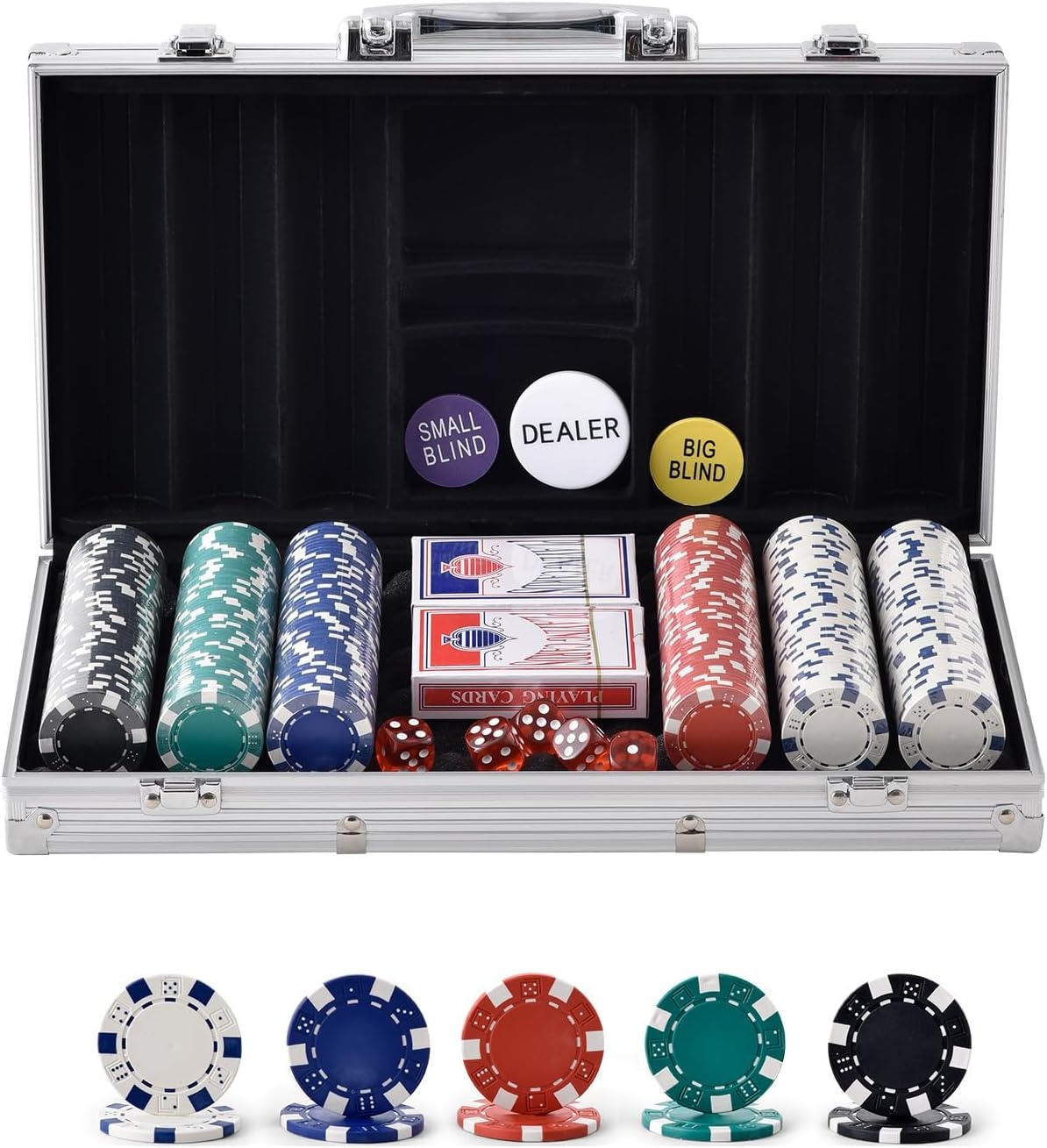 Pokerset 300 Chips 11,5g PS-kunststof in Aluminium Koffer - 33% Korting
