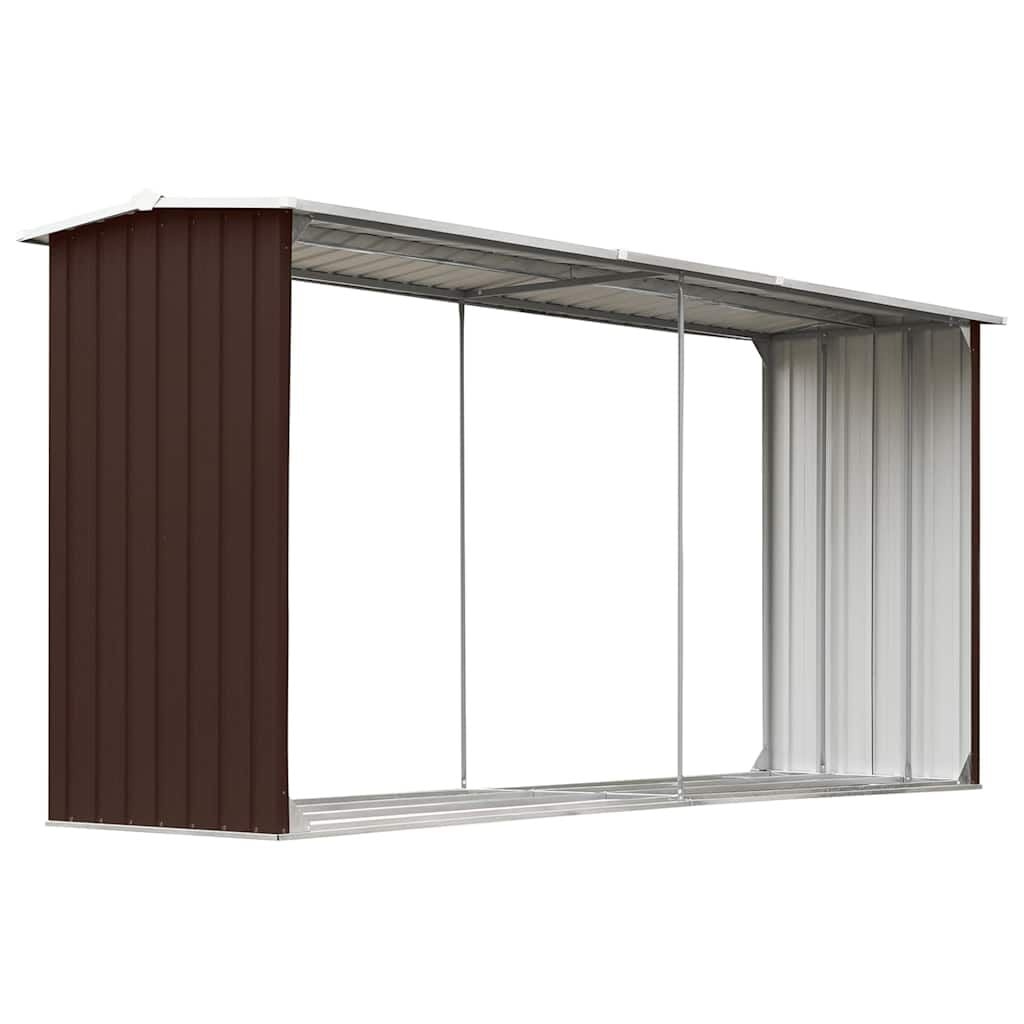 Haardhoutschuur 330x92x153 cm Gegalvaniseerd Staal Bruin - 35% Korting