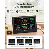 5-in-1 Draadloos Wi-Fi Weerstation met Prognose | 7,5-inch VA Display Zwart