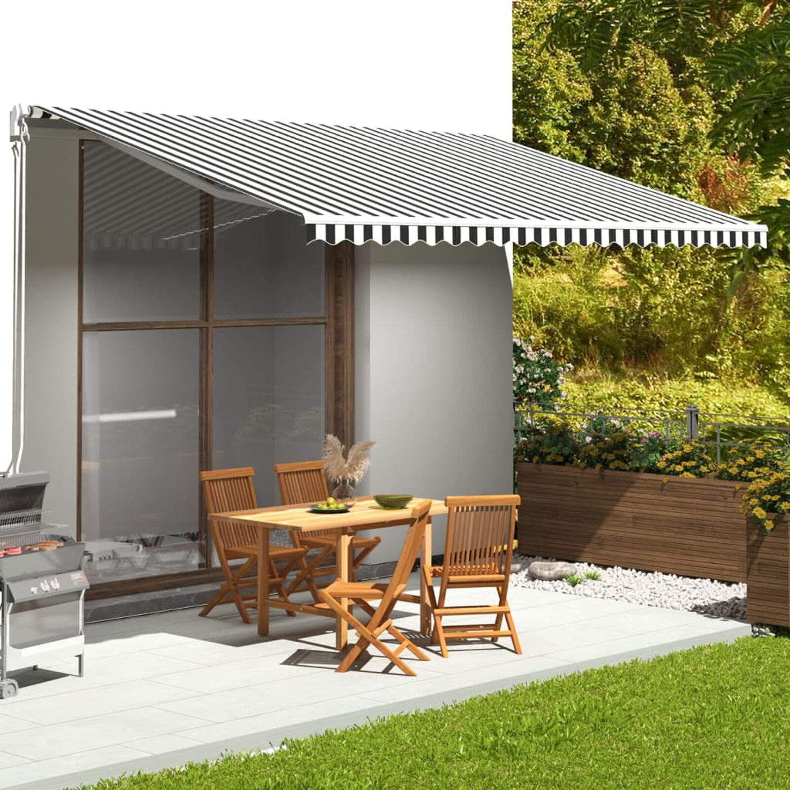 Vervangingsdoek Luifel Antraciet/Wit 5x3m - 34% Korting