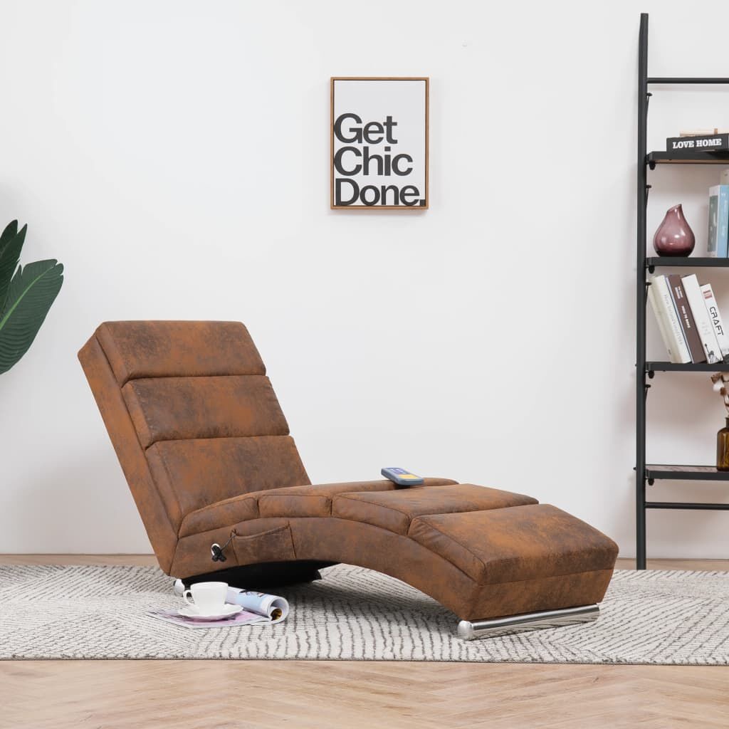 Bruine Massage Fauteuil Kunstsuède - 35% Korting