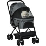Opvouwbare Hondenbuggy Grijs | Ademend Gaas | 34% Korting