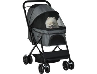 Opvouwbare Hondenbuggy Grijs | Ademend Gaas | 34% Korting