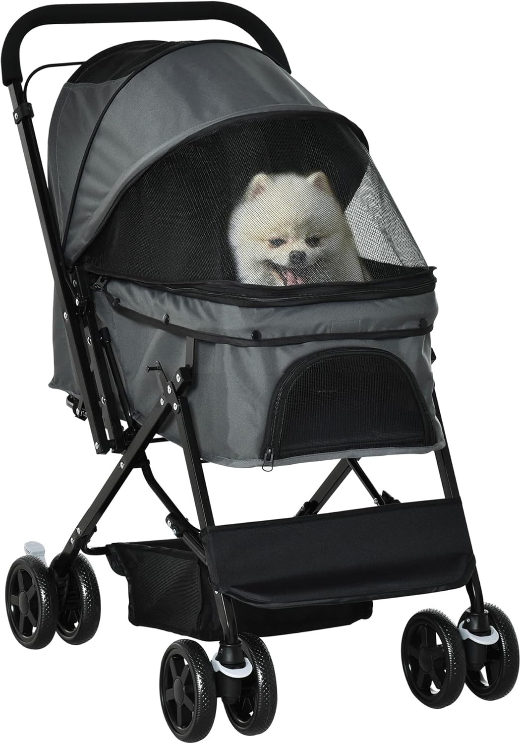 Opvouwbare Hondenbuggy Grijs | Ademend Gaas | 34% Korting
