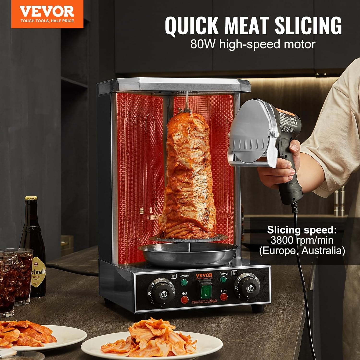 Elektrisch Kebabmes 80W met 2 Messen | 58% Korting