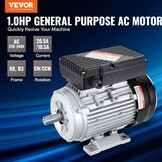 VEVOR Elektromotor 0,75 kW eenfasige luchtcompressormotor, 1400 tpm, AC 220-240 V, 5,45 A, frame 80, B3, 19 mm clavesas, CW/CCW-rotatie voor landbouwmachines en uitrusting