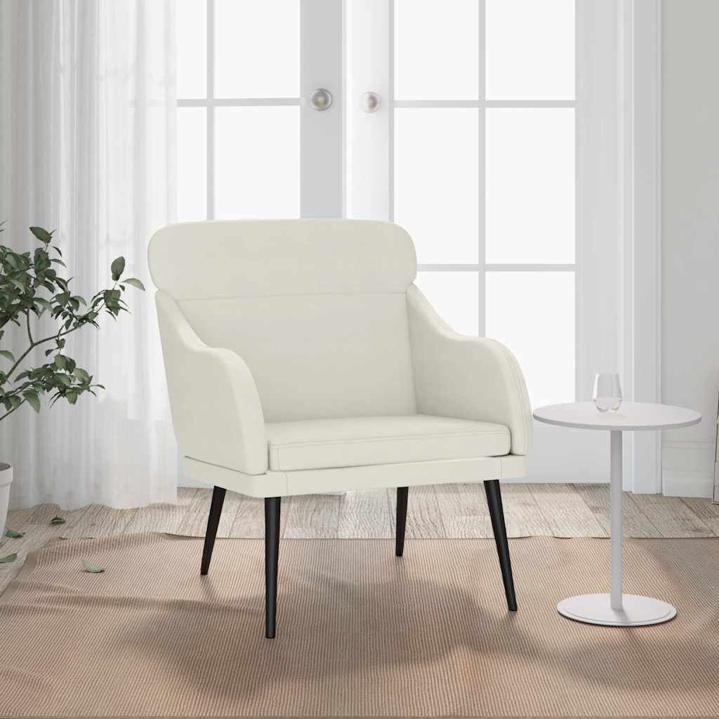 Crèmekleurige fluwelen fauteuil 63x76x80 cm | 34% korting