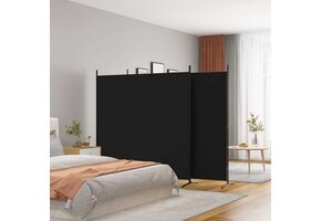 3-delig Kamerscherm - Zwart Stof - 525x180 cm - 33% Korting