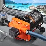 VEVOR Nautica Membraanpomp, 12 V, 3 GPM, 11,36 l/min, 4-kamer-waterpomp, 12 volt DC met automatische drukschakelaar, 40-100 psi, 55 psi, MNPT-aansluiting voor camper, jacht, voedsel, truck, camper,