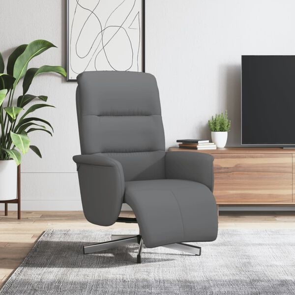 vidaXL Fauteuil verstelbaar met voetensteun stof donkergrijs