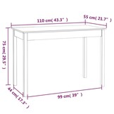 vidaXL Eettafel 110x55x75 cm massief grenenhout wit