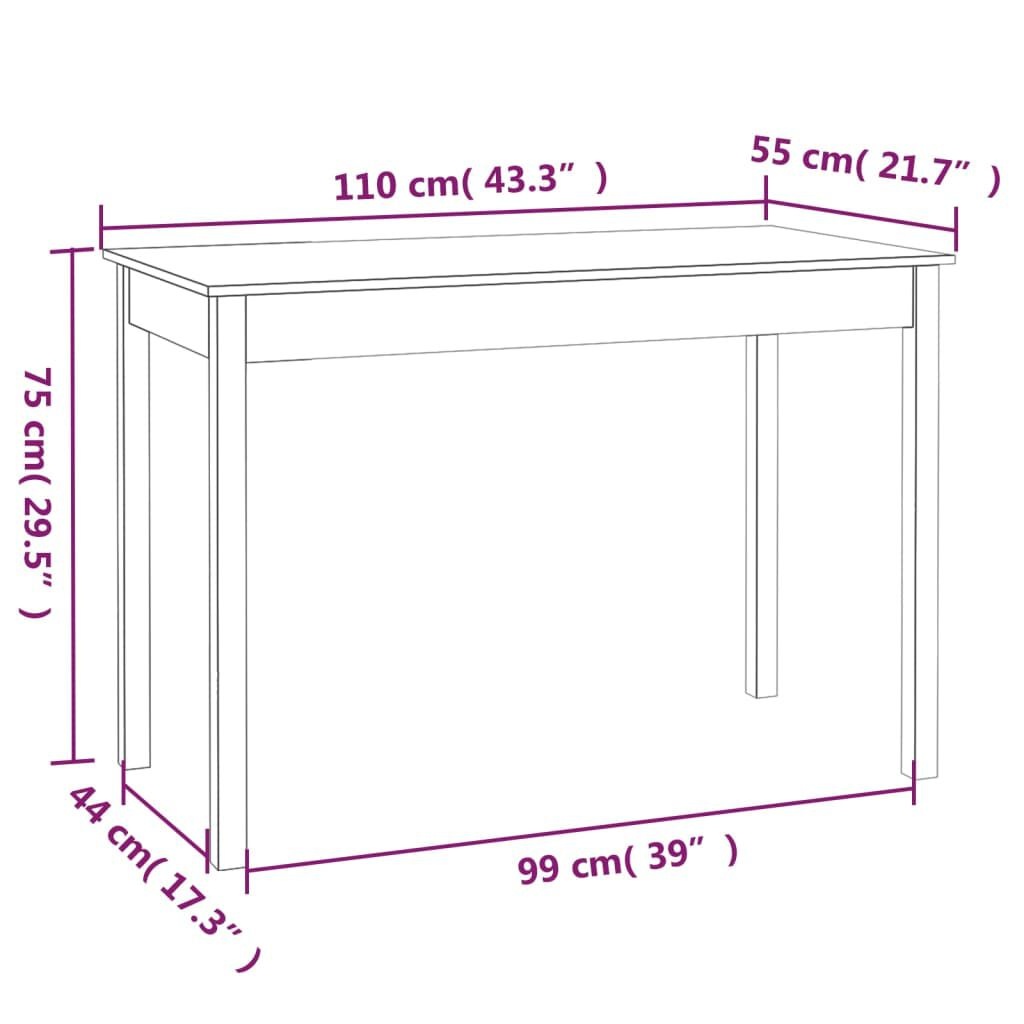 vidaXL Eettafel 110x55x75 cm massief grenenhout wit
