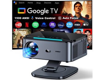 1500 ANSI / Google TV / Auto Focus: XIWBSY draagbare projector 38000 lumen, 360° draaibaar, wifi 6, Bluetooth 5.3, spraakbediening, ondersteuning 4K 1080P, videoprojectoren voor thuisbioscoop/outdoor