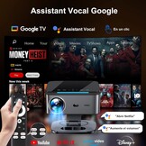 1500 ANSI / Google TV / Auto Focus: XIWBSY draagbare projector 38000 lumen, 360° draaibaar, wifi 6, Bluetooth 5.3, spraakbediening, ondersteuning 4K 1080P, videoprojectoren voor thuisbioscoop/outdoor