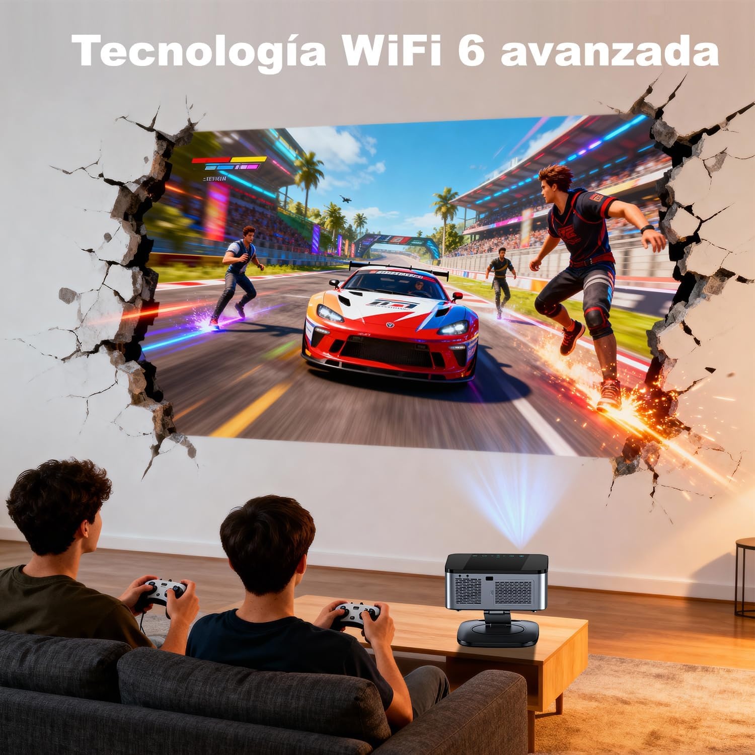 1500 ANSI / Google TV / Auto Focus: XIWBSY draagbare projector 38000 lumen, 360° draaibaar, wifi 6, Bluetooth 5.3, spraakbediening, ondersteuning 4K 1080P, videoprojectoren voor thuisbioscoop/outdoor