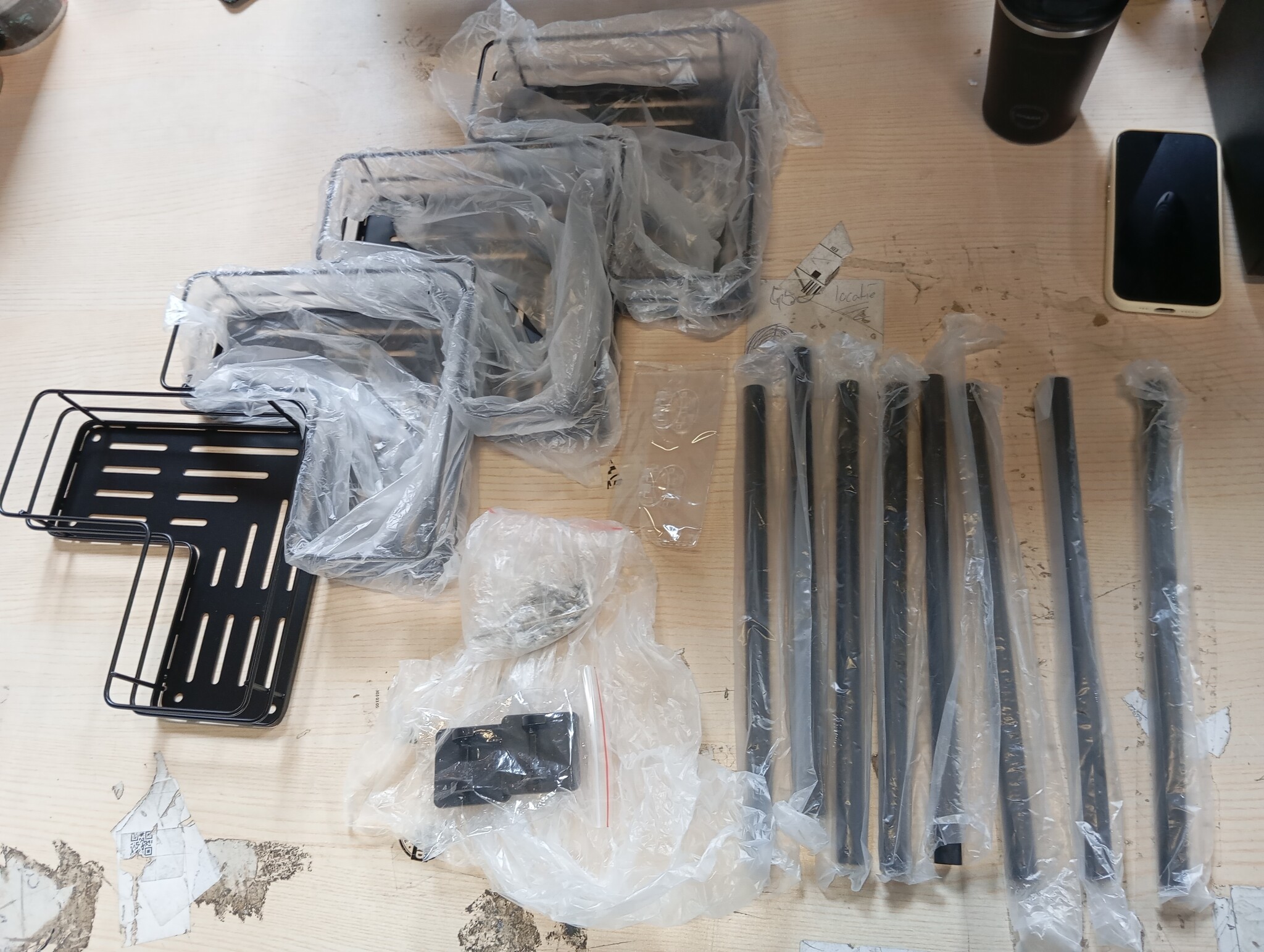 Orimade 4 stuks doucheplanken staand roestvrij, hoek doucheplank vrijstaand, douchmanden staand voor badkamer zwart - Maat 4 Stück