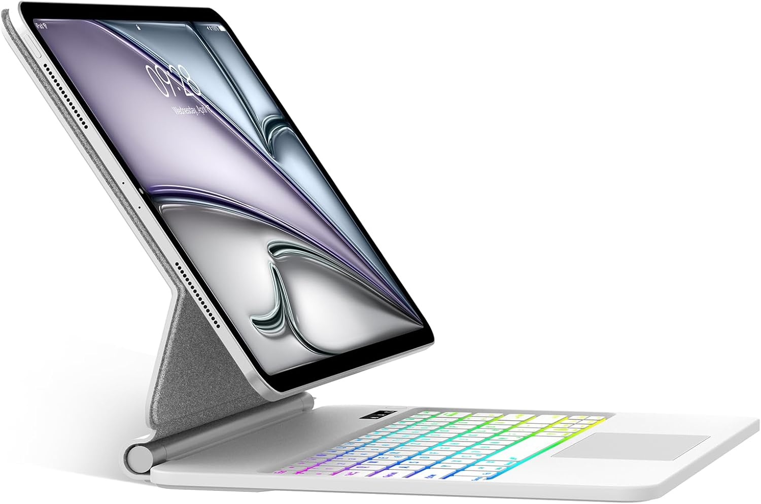 SENGBIRCH Magic Keyboard met Cover en Trackpad voor iPad Air 13" (2024/2025) en iPad Pro 12.9" - QWERTZ Duits, Wit