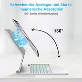 SENGBIRCH Magic Keyboard met Cover en Trackpad voor iPad Air 13" (2024/2025) en iPad Pro 12.9" - QWERTZ Duits, Wit