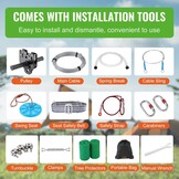 VEVOR Zipline Kit for Kids and Adults, 60 ft Zipline Kits Up to 500 Pounds, Backyard Outdoor Quick Installation Zipline, Playground Entertainment with Stainless Steel Zipline Line, Spring Brake,