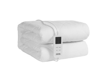 VEVOR Elektrische deken, 195 x 165 cm, queensize bedverwarmer, elektrisch, met 4 warmtestanden, 12-uurs timer, automatische uitschakeling van 8 uur, elastische zakken, elastische zakken, matrastoppers