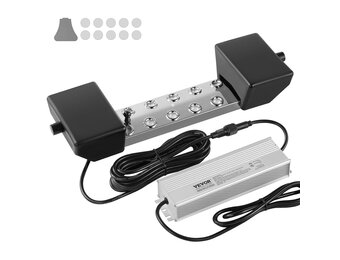 VEVOR 10 koppen ultrasone verstuiver, 7000 ml/h, IP67 waterdichte mistfabrikant met 280 W voeding, boei, reserveschijven, voor vijver, tuin, rotstuin, kas, Halloween-decoratie