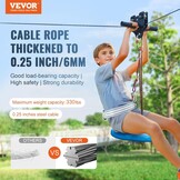VEVOR Zipline Kit voor kinderen en volwassenen, 80ft Zip Line Kits tot 500 lbs, achtertuin buiten snelle installatie tokkelbaan, speeltuin entertainment met roestvrijstalen tokkelbaan, veerrem,