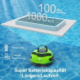 POOLPURE Zwembadrobot, 100 Min. Krachtige Reiniging, Dubbele Motor, IPX8 Waterdicht, Snoerloos met Batterij, Zwart/Blauw