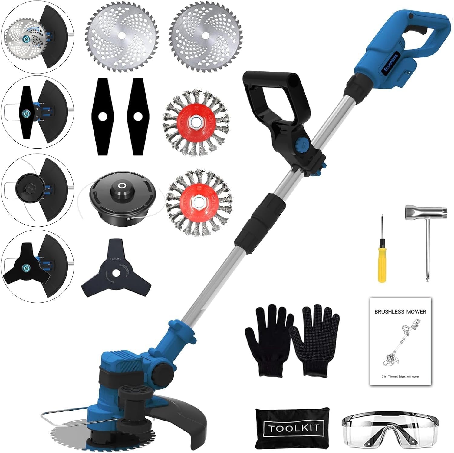 Accu-grastrimmer voor Makita-accu's met 5 soorten messen, borstelloze grastrimmer met onkruidborstel, 5-in-1 elektrische grastrimmer, 90 graden draaibare kop voor gazon en tuin