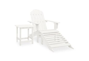 vidaXL Adirondack Tuinstoel met Voetenbank & Tafel - Vurenhout Wit (63% Korting)