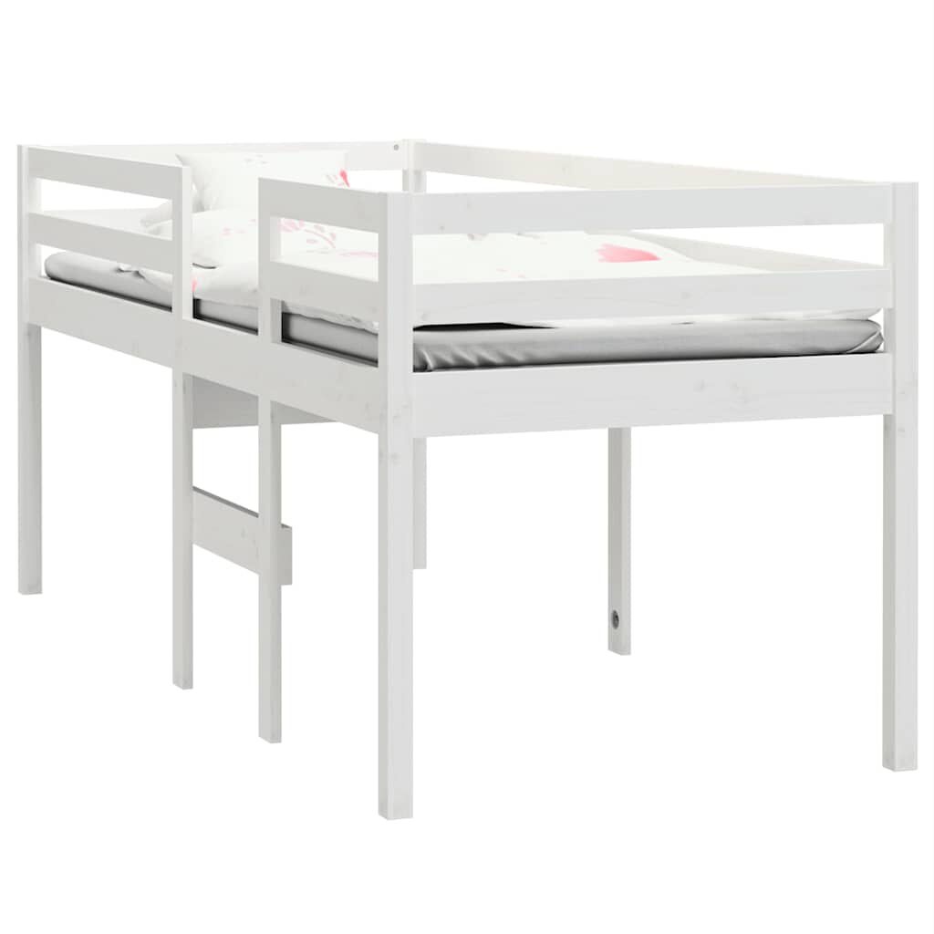 vidaXL Hoogslaper massief grenenhout wit 90x200 cm