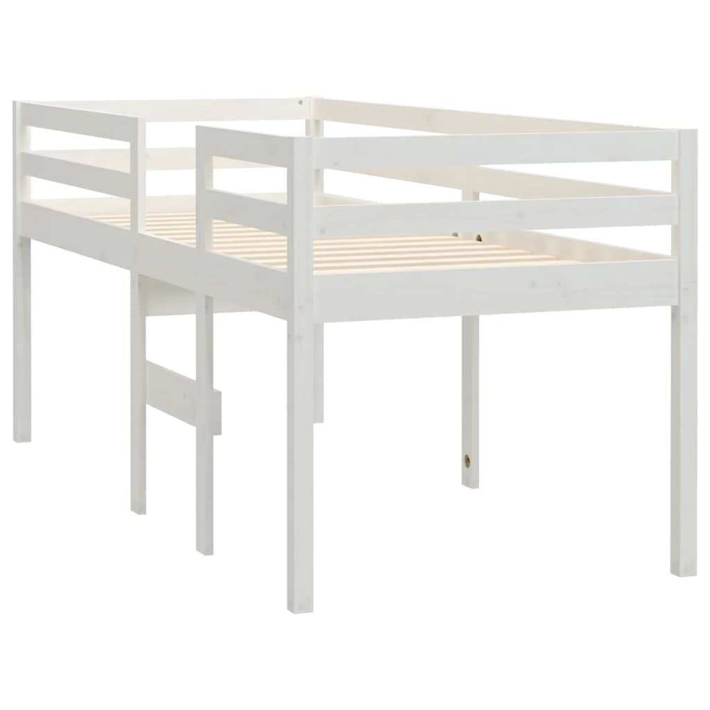 vidaXL Hoogslaper massief grenenhout wit 90x200 cm