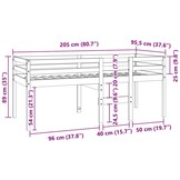 vidaXL Hoogslaper massief grenenhout wit 90x200 cm