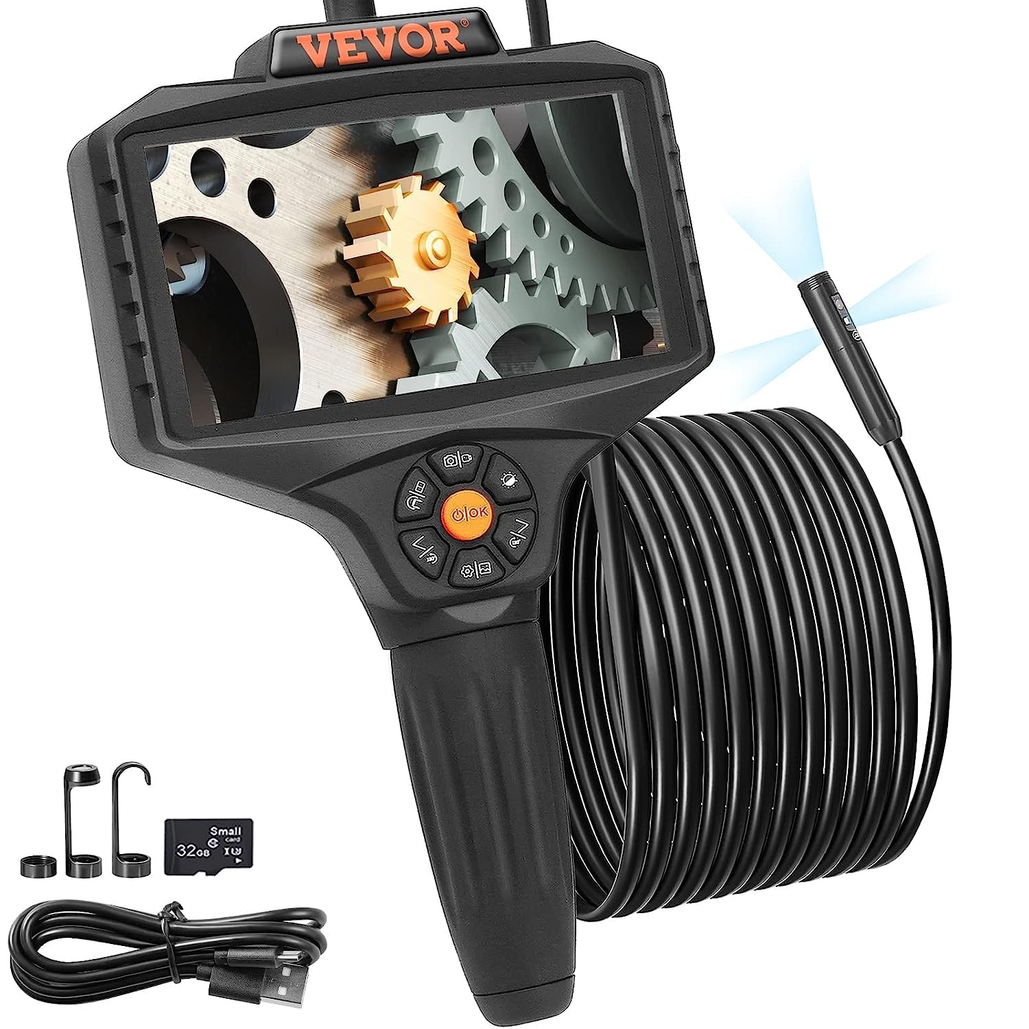 VEVOR Endoscoop Camera met Triple Lens, 5 inch IPS Scherm en 5 meter Kabel