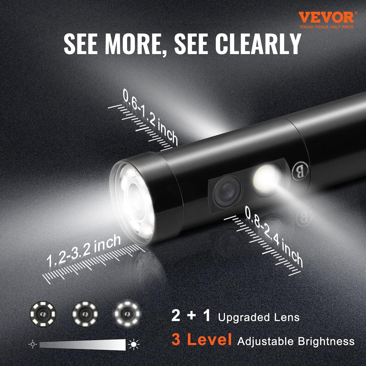 VEVOR Endoscoop Camera met Triple Lens, 5 inch IPS Scherm en 5 meter Kabel