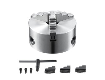 VEVOR 3-Jaw draaibank Chuck, 4", zelfcentrerende draaibank Chuck, 0,08-4 in/2-100 mm klembereik met T-sleutel bevestigingsschroeven omkeerbare kaken, voor draaibank 3D-printer bewerkingscentrum frezen