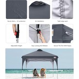 ABCCANOPY 3x3m Pop-Up Gazebo met Roltas en Gewichtszakken - Antracietgrijs