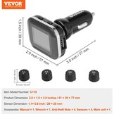 VEVOR TPMS Bandenspanningscontrolesysteem voor campers en aanhangers - 4 sensoren