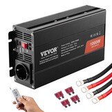 VEVOR Pure sinusgolf-vermogensomvormer, 1000 W DC 12 V naar AC 230 V afstandsbediening voor kleine huishoudelijke apparaten, smartphone, pc