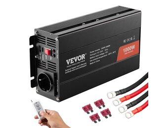 VEVOR Pure sinusgolf-vermogensomvormer, 1000 W DC 12 V naar AC 230 V afstandsbediening voor kleine huishoudelijke apparaten, smartphone, pc