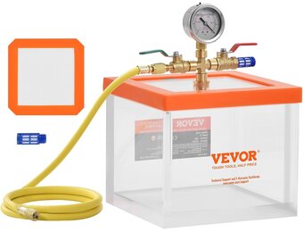 VEVOR Vacuümkamer 7,57 l, multifunctionele acryl vacuüm ontgassingskamer, transparante vacuümkamer voor het ontgassen van hars, ontgassing, ontgassing van gips, vacuümafzuiging acryl