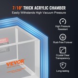 VEVOR Vacuümkamer 7,57 l, multifunctionele acryl vacuüm ontgassingskamer, transparante vacuümkamer voor het ontgassen van hars, ontgassing, ontgassing van gips, vacuümafzuiging acryl