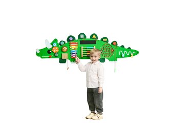 VEVOR Dinosaur Activity Wall Busy Board Panels, 11 Activities, Montessori Sensory Wall Toy for Kids 3-12 Years, Montessori Learning Activity Center, Ideal for Toddler Playroom Nursery Classroom