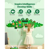 VEVOR Dinosaur Activity Wall Busy Board Panels, 11 Activities, Montessori Sensory Wall Toy for Kids 3-12 Years, Montessori Learning Activity Center, Ideal for Toddler Playroom Nursery Classroom