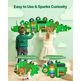 VEVOR Dinosaur Activity Wall Busy Board Panels, 11 Activities, Montessori Sensory Wall Toy for Kids 3-12 Years, Montessori Learning Activity Center, Ideal for Toddler Playroom Nursery Classroom
