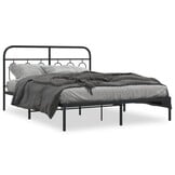 Zwart Metalen Bedframe met Hoofdbord - 150x200 cm (52% Korting)