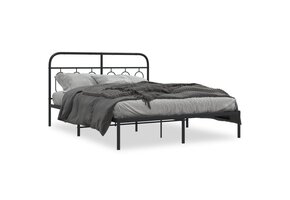 Metaal Bedframe met Hoofdbord Zwart 150x200 cm - 56% Korting