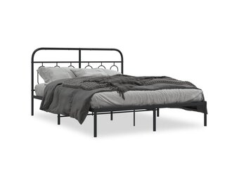 Zwart Metalen Bedframe met Hoofdbord - 150x200 cm (52% Korting)