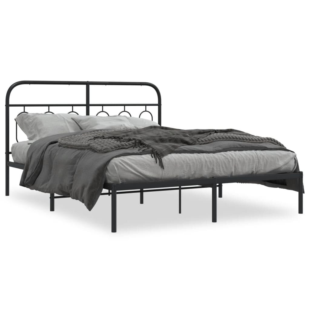 Zwart Metalen Bedframe met Hoofdbord - 150x200 cm (52% Korting)